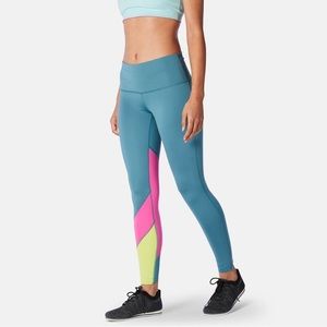 Cotopaxi Mariposa Teal Colorblock High Waisted 7/8 Leggings Size Small